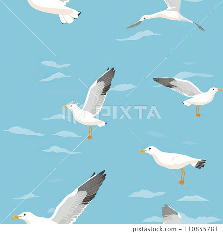Seamless marine pattern with seagull Seamless marine pattern with seagull 110855781