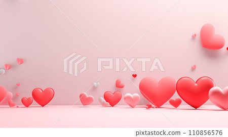 Poster or banner with realistic 3d hearts, symbol of love and st. Valentine's day Poster or banner with realistic 3d hearts, symbol of love and st. Valentine's day 110856576