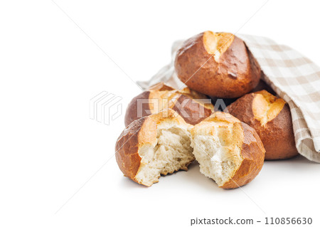 Homemade baked buns isolated on white background. 110856630