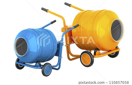 Two Cement Mixers, 3D rendering 110857038