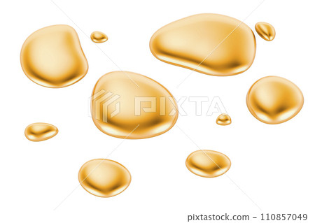 Melted golden drops, 3D rendering 110857049