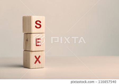 Sex word written on wooden cubes 110857540