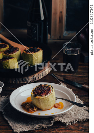 Courgette Stuffed with Ground Beef 110857541