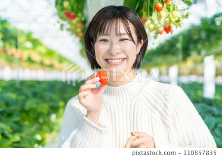 一個女人在摘草莓 一個女人在摘草莓 一個女人在摘草莓 一個女人在摘草莓 110857835