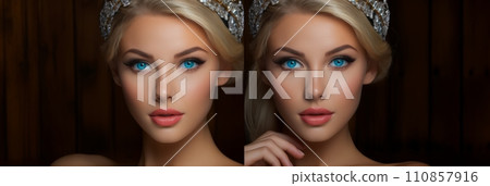 A beautiful girl wearing the crown of a winning beauty queen A beautiful girl wearing the crown of a winning beauty queen 110857916
