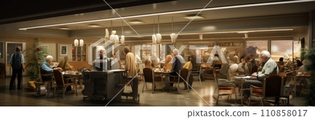 A retirement home, old age home, is a multi-residence housing facility intended for the elderly, banner A retirement home, old age home, is a multi-residence housing facility intended for the elderly, banner 110858017