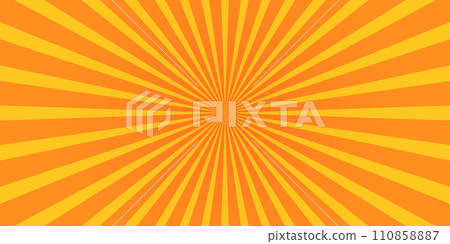 Radial yellow and orange stripes horizontal background. Sunburst, starburst, sunshine, sunrise pattern. Surprise, speed, flash or explosion cartoon effect. Pop art wallpaper Radial yellow and orange stripes horizontal background. Sunburst, starburst, sunshine, sunrise pattern. Surprise, speed, flash or explosion cartoon effect. Pop art wallpaper 110858887