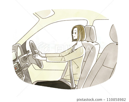 A woman driving a car A woman driving a car 110858982