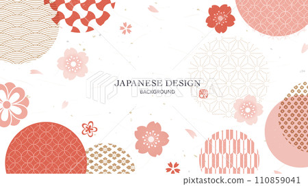Japanese pattern and cherry blossoms/Japanese spring background design Japanese pattern and cherry blossoms/Japanese spring background design 110859041