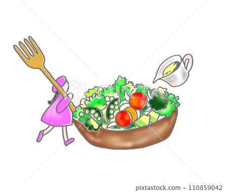 Salad fairy tale illustration 110859042