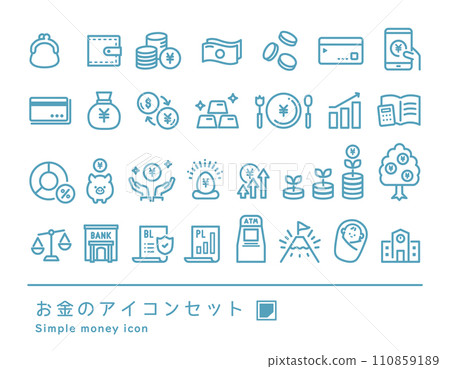 金錢圖示集_（簡單向量透明背景線描） 110859189
