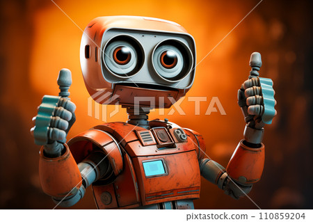 Cute Robot Showing Thumb Up 110859204