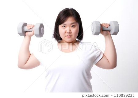 Woman exercising with dumbbells AI generated Woman exercising with dumbbells AI generated 110859225