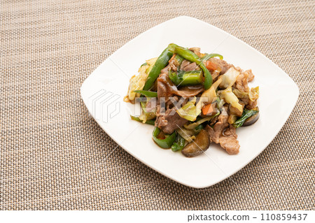 Homemade meat and vegetable stir-fry 110859437