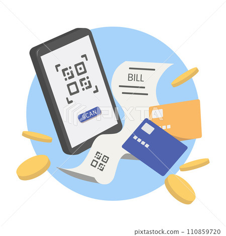 Bill payment transaction on the smartphone. Mobile payment with credit card online shopping. Vector illustration Bill payment transaction on the smartphone. Mobile payment with credit card online shopping. Vector illustration 110859720
