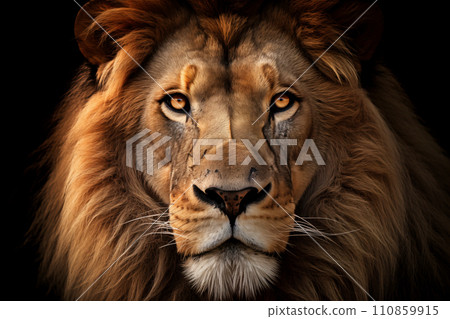 Majestic Lion Portrait on Dark Background Majestic Lion Portrait on Dark Background 110859915