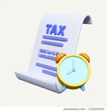 3d clock alarm for payment transaction with money coin. Business hand using invoice bill expenses under creative concept. icon isolated on white background. 3d rendering illustration. Clipping path. 110859918