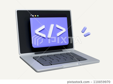 3d laptop and program code development. Web coding concept. Website programming. icon isolated on white background. 3d rendering illustration. Clipping path. 3d laptop and program code development. Web coding concept. Website programming. icon isolated on white background. 3d rendering illustration. Clipping path. 110859970