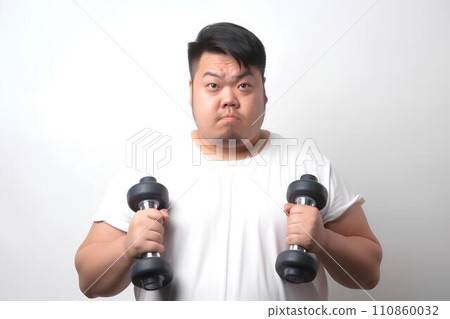 Man exercising with dumbbells AI generated 110860032