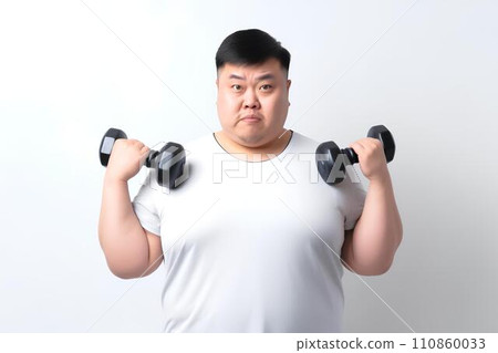 Man exercising with dumbbells AI generated 110860033