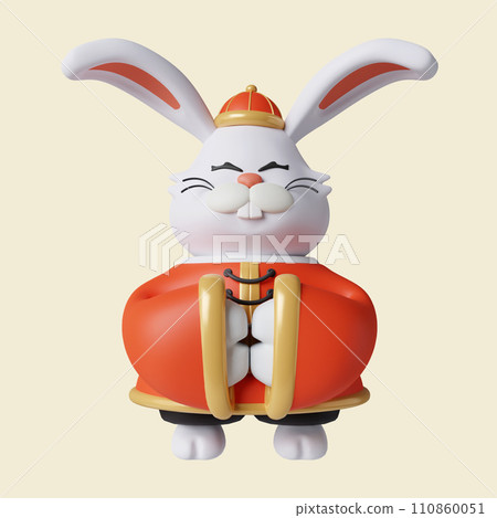 3d rabbit. Mid autumn festival. icon isolated on yellow background. 3d rendering illustration. Clipping path. 3d rabbit. Mid autumn festival. icon isolated on yellow background. 3d rendering illustration. Clipping path. 110860051