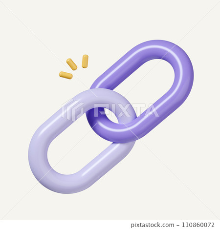 3d Hyperlink icon. single chain link. link status interface. icon isolated on white background. 3d rendering illustration. Clipping path. 110860072