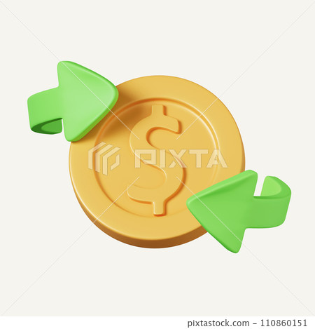 3D money coin transfer with concept, bundles cash coins exchange. cashless society concept in 3d money exchange. icon isolated on white background. 3d rendering illustration. Clipping path. 3D money coin transfer with concept, bundles cash coins exchange. cashless society concept in 3d money exchange. icon isolated on white background. 3d rendering illustration. Clipping path. 110860151