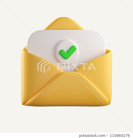 3D Letter with checklist in envelope completed Realistic elements. task isolated on background. Business illustration. 3d rendering illustration. Clipping path 3D Letter with checklist in envelope completed Realistic elements. task isolated on background. Business illustration. 3d rendering illustration. Clipping path 110860276