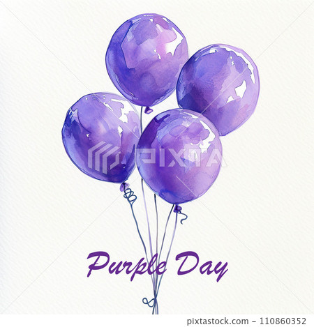 Purple balloons floating on white background. Epilepsy awareness. Purple day. Generative AI. 110860352