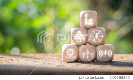 Smart grid concept. Wooden block on desk with smart grid icon on virtual screen. Factories, Distribution, Renewable Energy, Smart Meters, Power Plant, Eco Light Bulb, Protection, Infrastructure. Smart grid concept. Wooden block on desk with smart grid icon on virtual screen. Factories, Distribution, Renewable Energy, Smart Meters, Power Plant, Eco Light Bulb, Protection, Infrastructure. 110860863