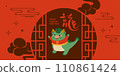 Asian Dragon Chinese New Year. Chinese text means Happy Year of the Dragon. 110861424