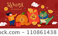 Asian Dragon Chinese New Year. Chinese text means Happy Year of the Dragon. 110861438