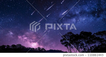 美麗的夜空和流星圖像 01 110861443