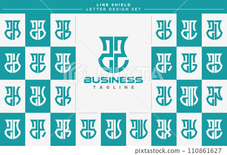 Set of geometric line security shield letter Z ZZ logo design 110861627