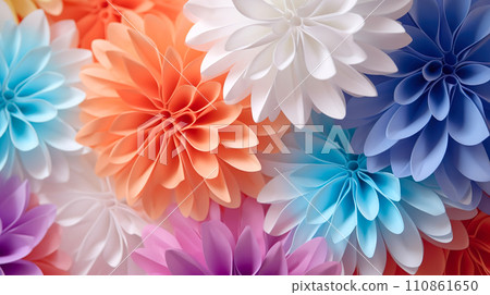 彩色紙工藝大麗花背景“AI生成圖像” 110861650