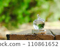 glass apple placed outdoors 110861652