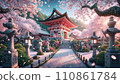 Beautiful cherry blossoms and shrines 110861784