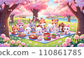 Cute cherry blossom viewing with animals 110861785