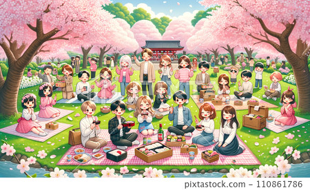 Cherry-blossom viewing together Cherry-blossom viewing together 110861786