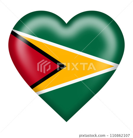 Guyana flag heart button with clipping path Guyana flag heart button with clipping path 110862107