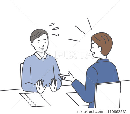 Pushy businessman and senior man in trouble Pushy businessman and senior man in trouble 110862281