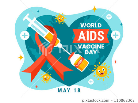 World Aids Vaccine Day Vector Illustration on 18 May with Injection to Prevention and Awareness Health Care in Flat Cartoon Background Design 110862302