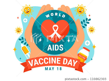 World Aids Vaccine Day Vector Illustration on 18 May with Injection to Prevention and Awareness Health Care in Flat Cartoon Background Design 110862303