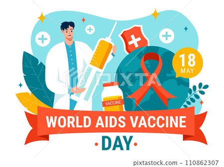 World Aids Vaccine Day Vector Illustration on 18 May with Injection to Prevention and Awareness Health Care in Flat Cartoon Background Design 110862307