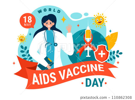 World Aids Vaccine Day Vector Illustration on 18 May with Injection to Prevention and Awareness Health Care in Flat Cartoon Background Design 110862308