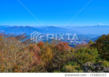 View to the north from Takane Observation Deck in Ikaho, Shibukawa City, Gunma Prefecture in autumn 110862315