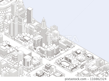 城市景觀的三維視圖。 110862324