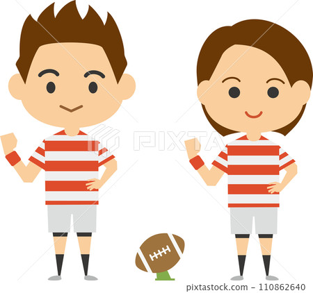 Image illustration of rugby players (male and female set) Image illustration of rugby players (male and female set) 110862640