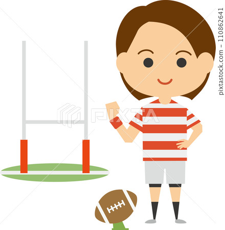 女橄欖球運動員的圖像插圖 女橄欖球運動員的圖像插圖 110862641