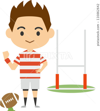 一名男性橄欖球運動員的圖像插圖 一名男性橄欖球運動員的圖像插圖 110862642
